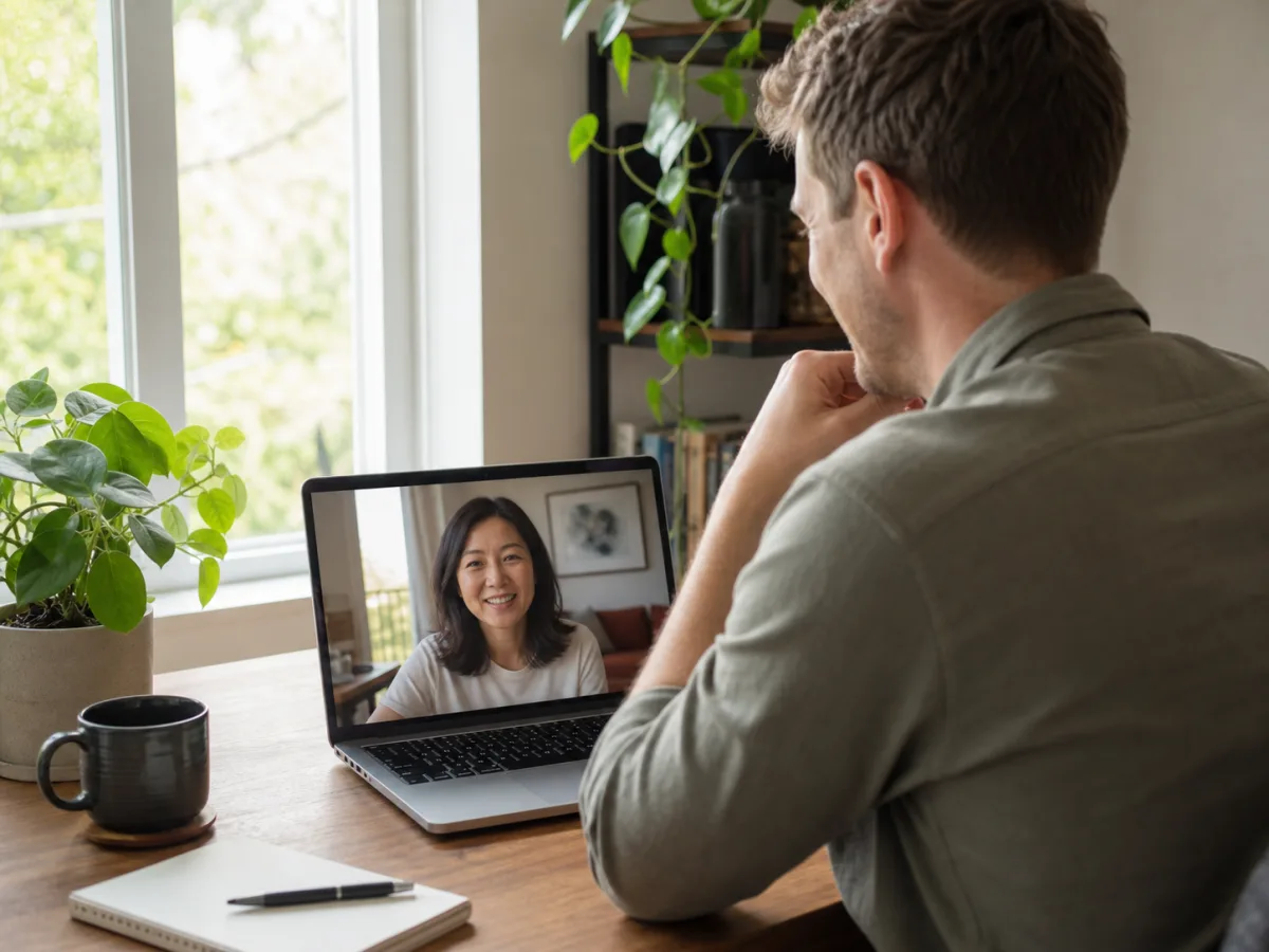 A relaxed video call between two people